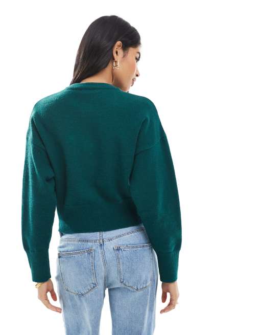 Daisy Street fitted waist cardigan in green