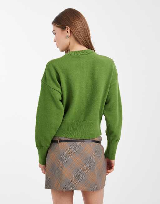 Daisy Street fitted waist cardigan in green, 2 of 4
