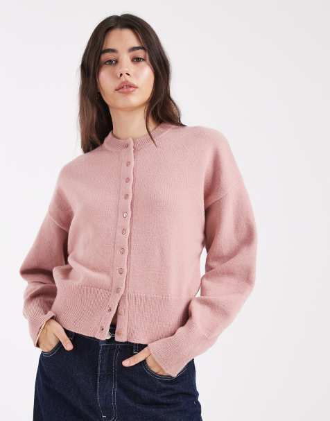 Daisy Street fitted waist cardigan in mauve pink - view 1