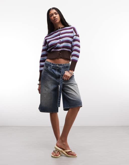 Daisy Street fitted waist cardigan in multi stripes, 3 of 4