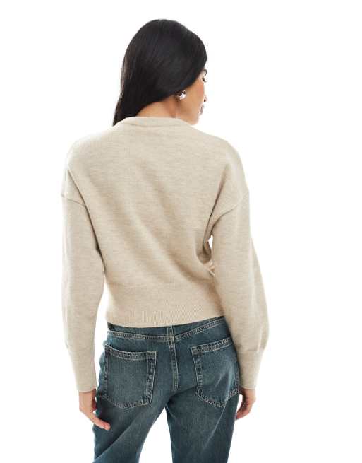Daisy Street fitted waist cardigan in oat