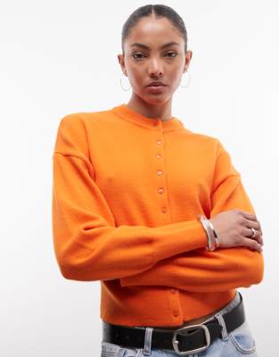 Daisy Street Fitted Waist Cardigan In Orange