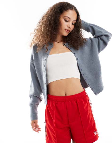 Daisy Street fitted waist cardigan in school gray - view 1