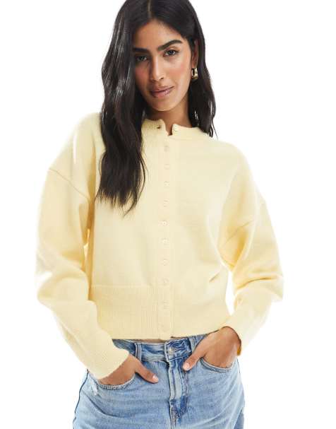 Daisy Street fitted waist cardigan in yellow - view 1