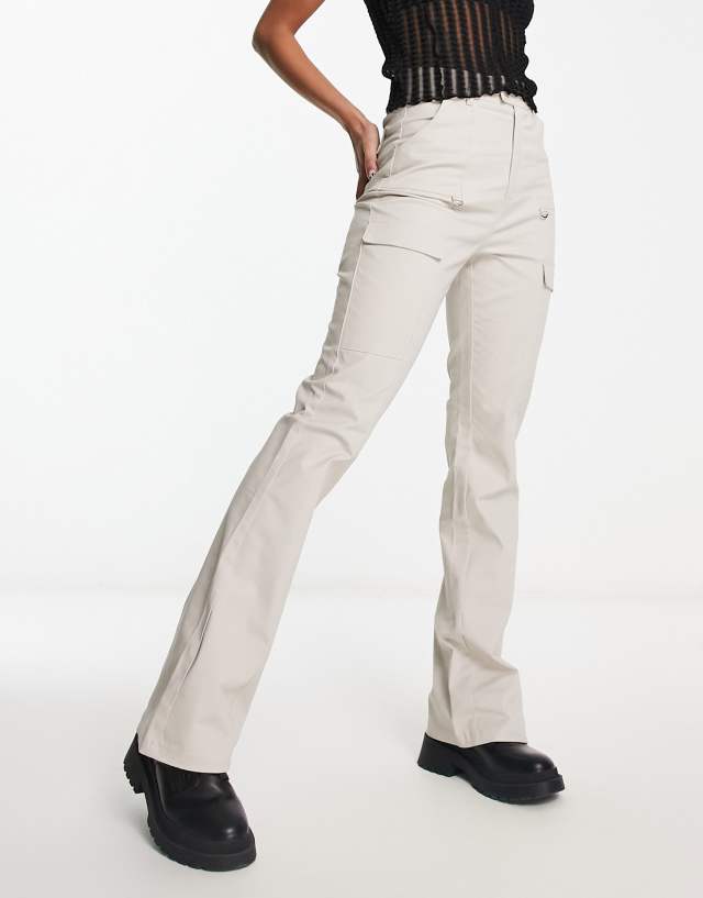 Daisy Street - flare cargo trousers in stone