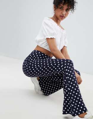 spotty flared trousers