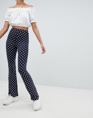 spotty flared trousers