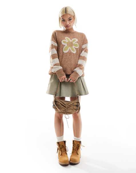 Daisy Street flower motif knit sweater - view 1