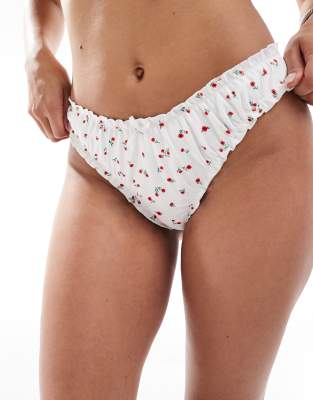 Shop Daisy Street Frill Detail High Leg Bikini Bottoms