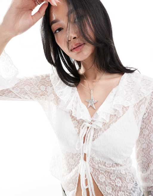 Frill lace blouse shop