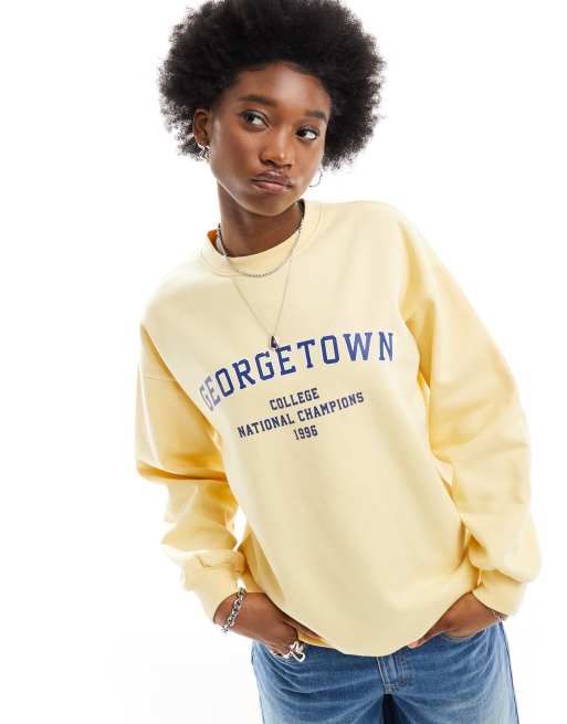 Daisy Street Georgetown sweatshirt in washed yellow ASOS