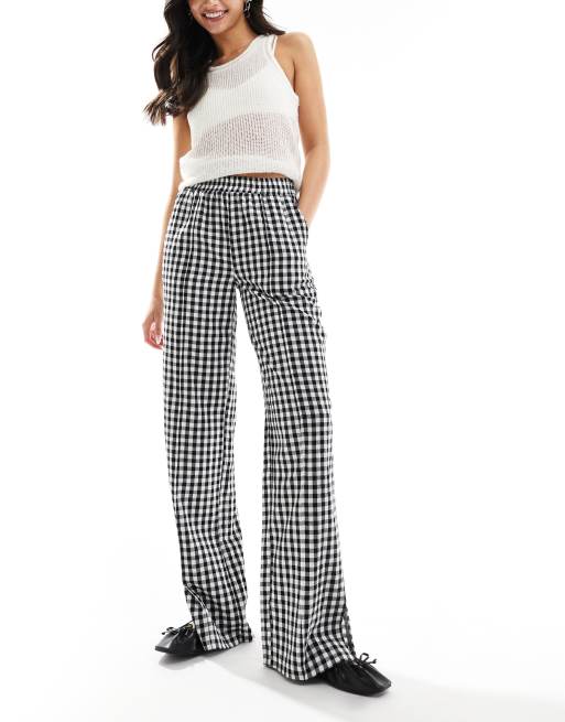 Daisy Street - Geruite broek met wijde pijpen in zwart-wit