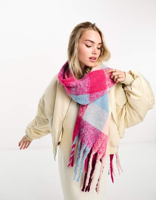 Daisy Street - Geruite sjaal in roze en blauw, 3 van 4