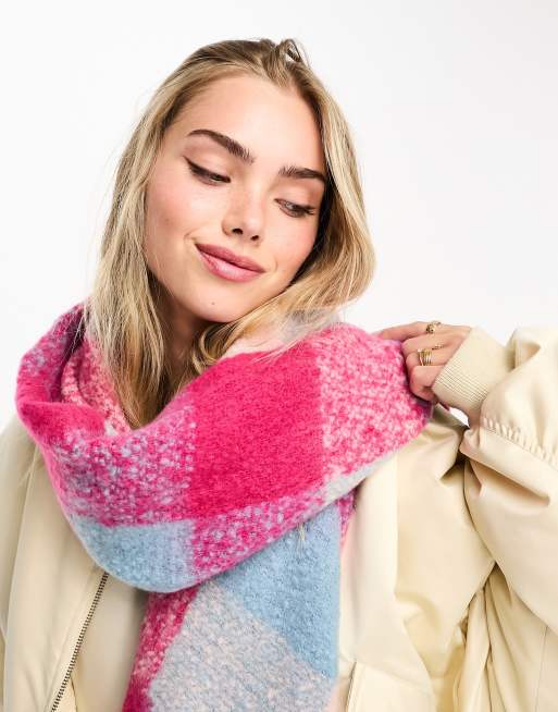 Daisy Street - Geruite sjaal in roze en blauw, 4 van 4