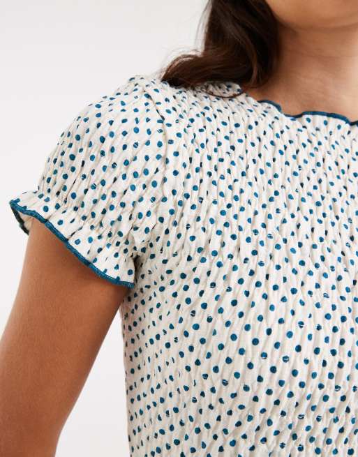 Daisy Street – Gesmoktes, kurzärmliges Oberteil mit Polka Dots, 2 von 4