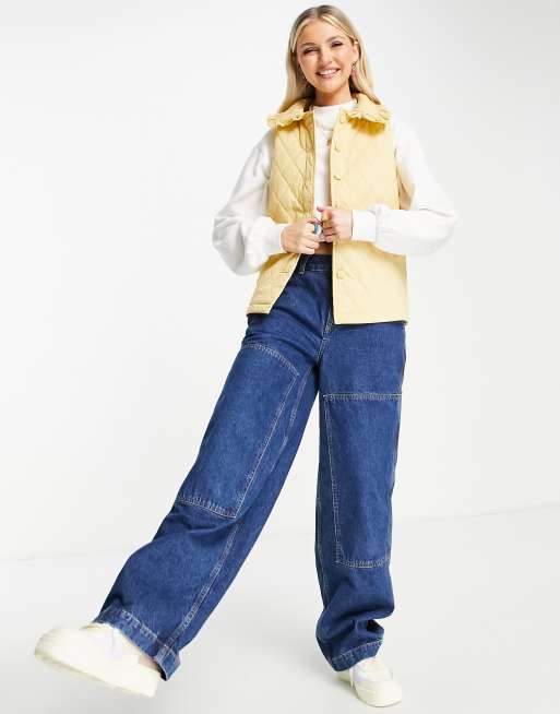 Daisy Street – Gestepptes Gilet in Gelb mit Kragendetails