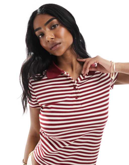 Daisy Street - Gestreept baby T-shirt in rood, 3 van 4