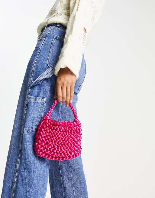 Daisy Street - Geweven mini tas in felroze  
