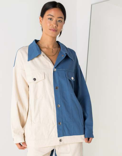 Daisy Street - Giacca boyfriend comoda in denim color block in coordinato