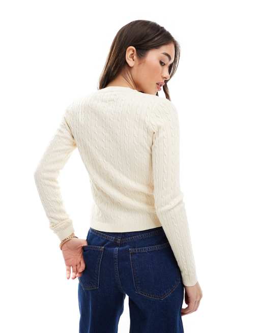 Daisy Street - Gilet à taille ajustée en maille torsadée - Crème, 3 de 4