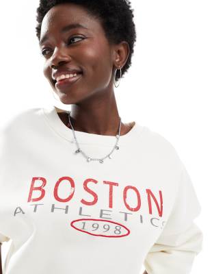 Daisy Street Graphic Sweatshirt-white In White