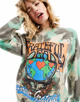 Daisy Street Grateful Dead retro graphic sweatshirt in tie dye-Multi