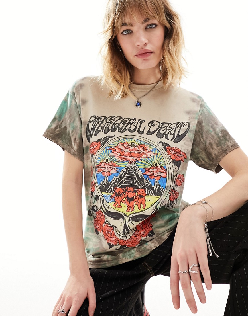 Daisy Street Grateful Dead retro graphic t-shirt in tie dye-Multi