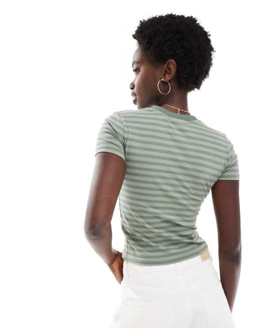 Daisy Street – Grönrandig, lång, figurnära, liten t-shirt, 4 av 4