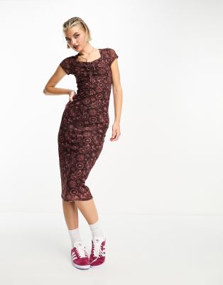Daisy Street grunge midi dress in brown paisley | ASOS
