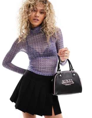 Daisy Street high neck long sleeve mesh top in check