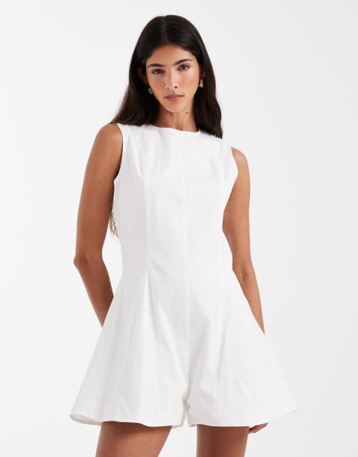 Daisy Street high neck poplin romper in white, 2 of 4