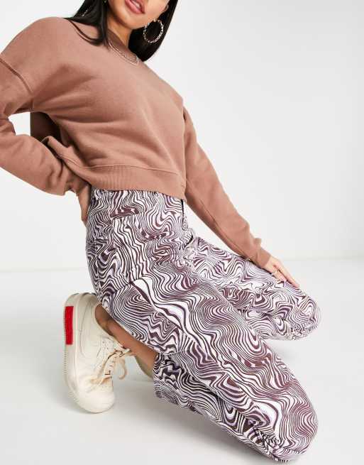 Daisy Street high waist mom jeans in purple wavy denim, 4 of 4