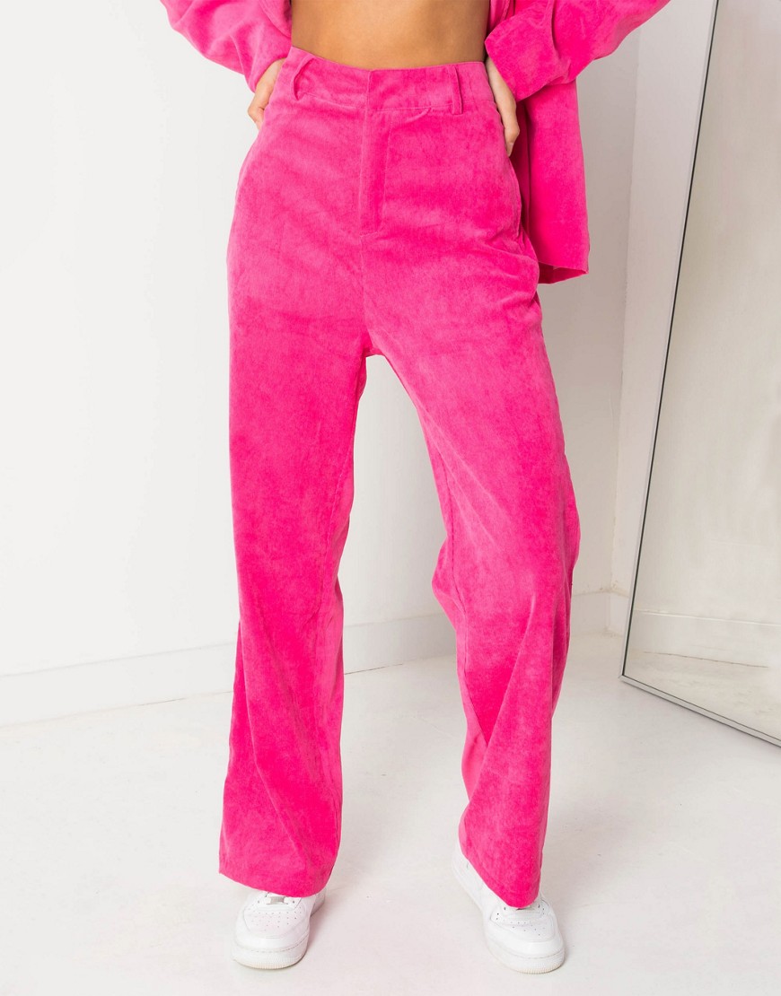 Daisy Street high waist pants in bright corduroy-Pink