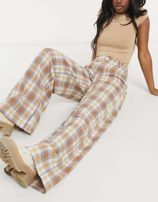 tartan wide leg pants