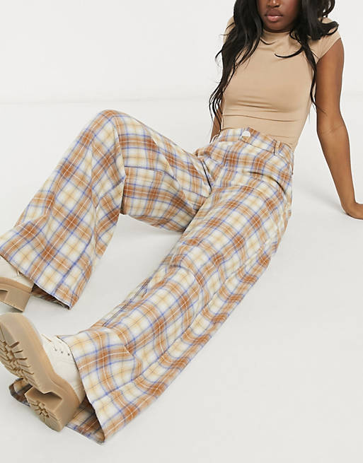 Daisy Street high waist wide leg trousers in check co-ord 