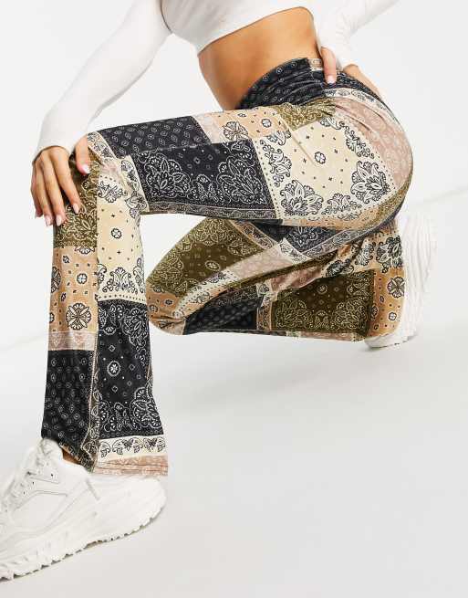 Daisy Street high waisted flare pants in patchwork velvet - part of a set