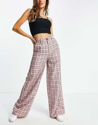 pink check pants