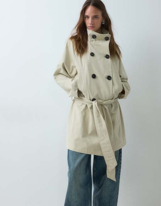 Daisy Street højhalset trenchcoat i beige, 3 af 5