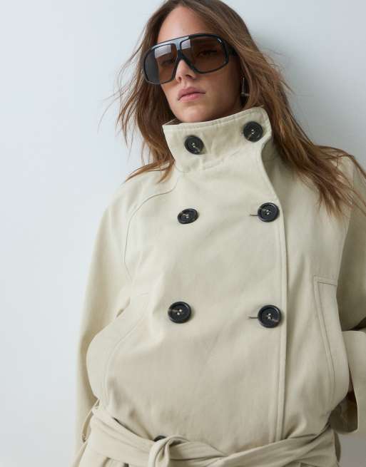 Daisy Street højhalset trenchcoat i beige, 4 af 5
