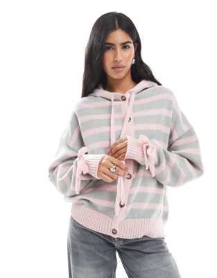 Daisy Street Hooded Cardigan In Pink