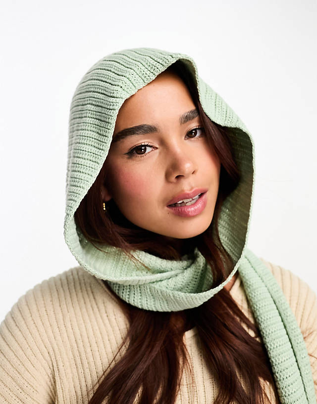 Daisy Street - hooded scarf in sage green