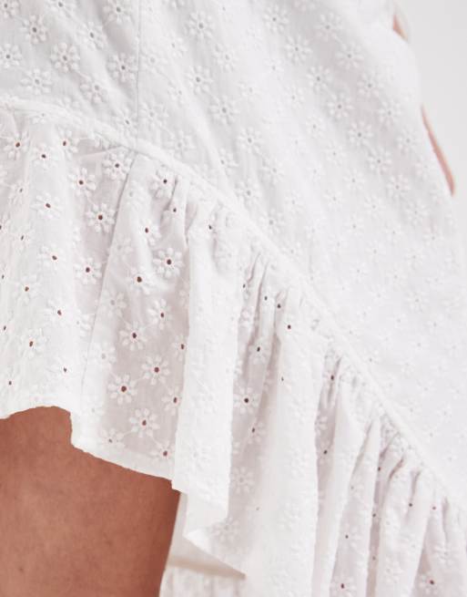 Daisy Street - Hvid asymmetrisk boho-midinederdel med broderi, 4 af 5