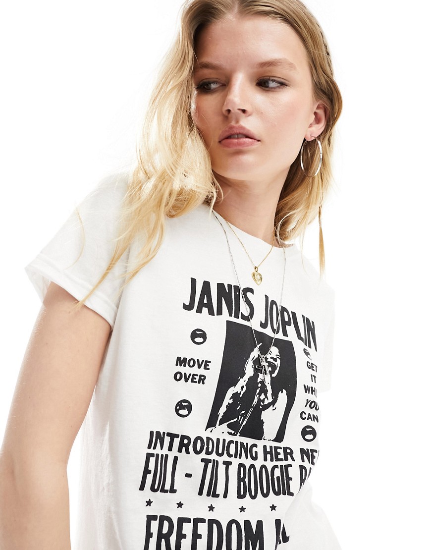 Daisy Street Janis Joplin graphic shrunken fit t-shirt in white