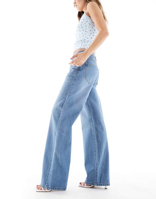 Daisy Street - Jean baggy à taille basse - Bleu vintage délavé, 3 de 5