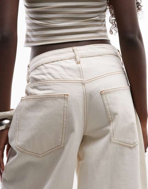 Daisy Street jean barrel taille basse en écru, 4 de 5