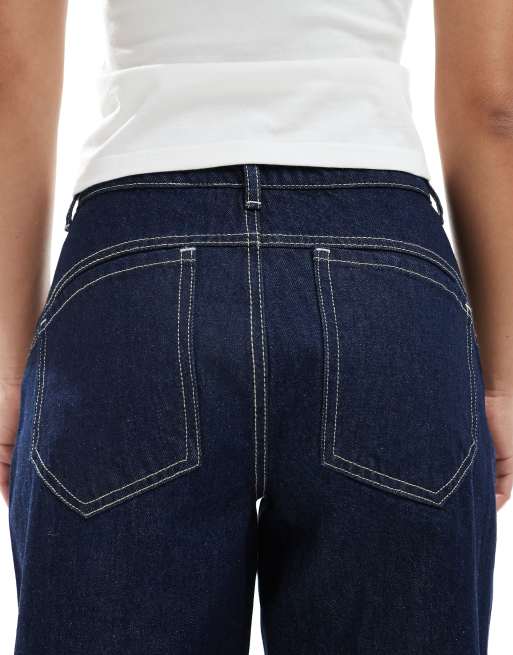 Daisy Street - Jeans a fondo ampio blu indaco con orlo risvoltato in coordinato, 4 di 5