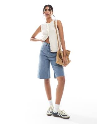 Daisy Street - Jeans-Jorts in Blau mit niedrigem Bund