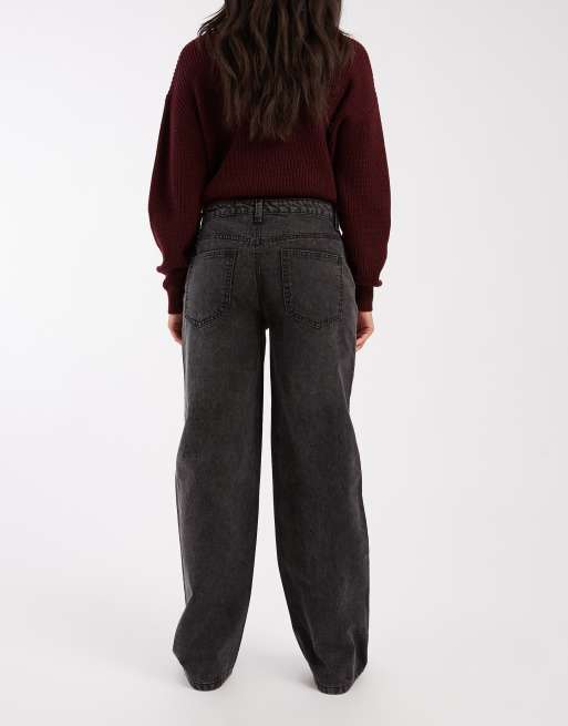 Daisy Street - Jeans met ruimvallende pasvorm van zwart denim , 2 van 5
