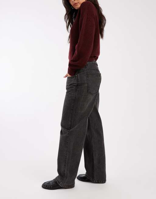Daisy Street - Jeans met ruimvallende pasvorm van zwart denim , 3 van 5