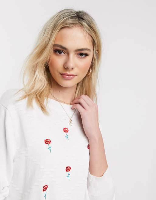 Rose embroidered clearance jumper